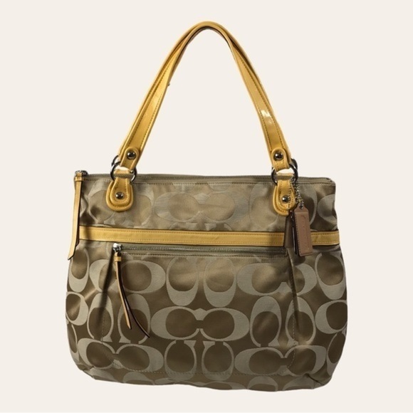 Coach Poppy Signature Sateen Glam Canvas Tote - Picture 1 of 13